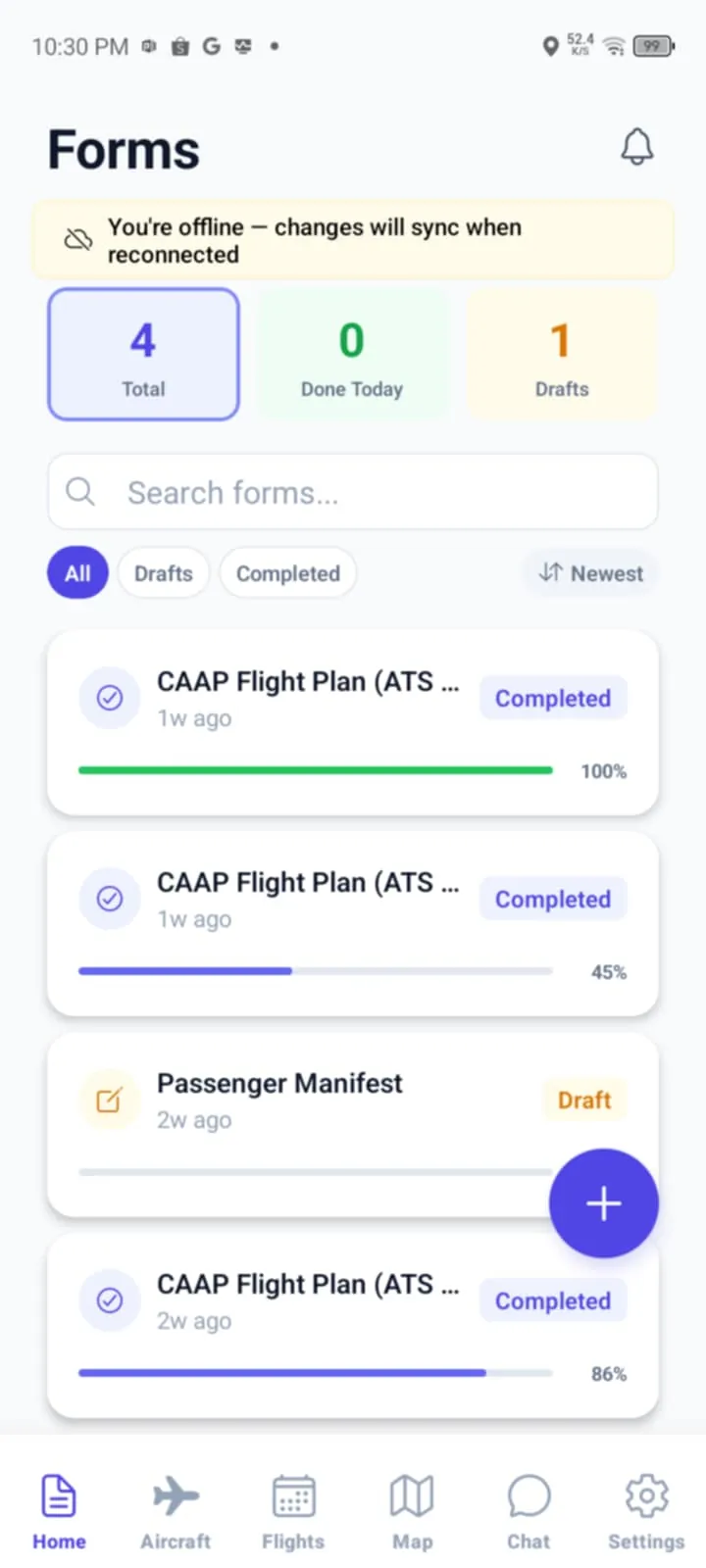 FPL4FLIGHT offline mobile forms application